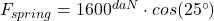 Rendered by QuickLaTeX.com F_{spring} = 1600^{ daN}  \cdot cos(25^{\circ })