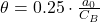 Rendered by QuickLaTeX.com \begin{equation*}  $\theta = 0.25 \cdot \frac{a_0}{C_B}$ \end{equation*}