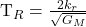 Rendered by QuickLaTeX.com \begin{equation*}  $T_R = \frac{2k_r}{\sqrt{G_M}}$ \end{equation*}