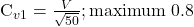 Rendered by QuickLaTeX.com \begin{equation*}  $C_{v1} = \frac{V}{\sqrt{50}}; \text{maximum 0.8} $ \end{equation*}