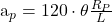 Rendered by QuickLaTeX.com \begin{equation*}  $a_p = 120 \cdot \theta\frac{R_P}{L}$ \end{equation*}